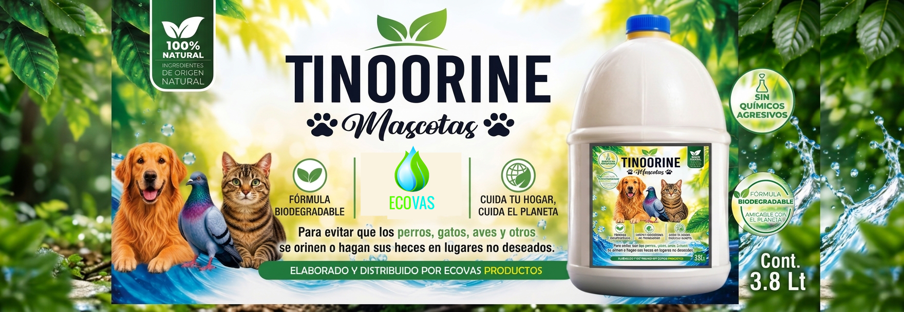 Tinoorine Mascotas 3.8 Lt — repelente ecológico biodegradable