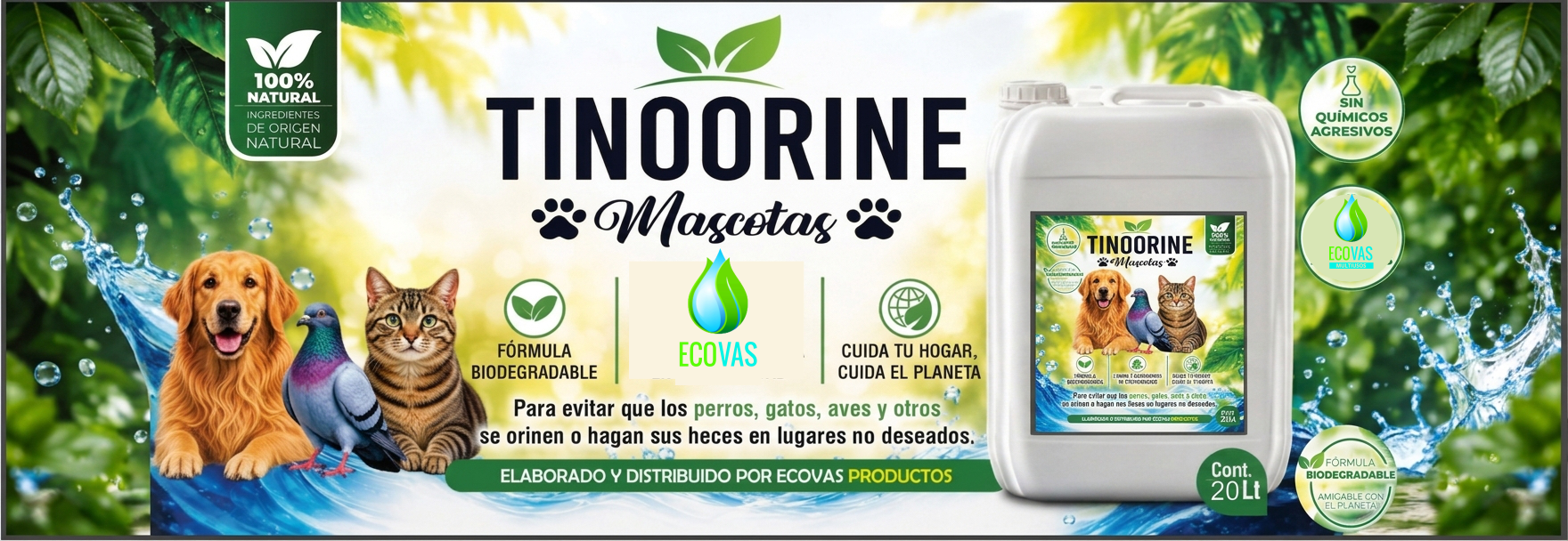 Tinoorine Mascotas 20 Litros — repelente ecológico biodegradable