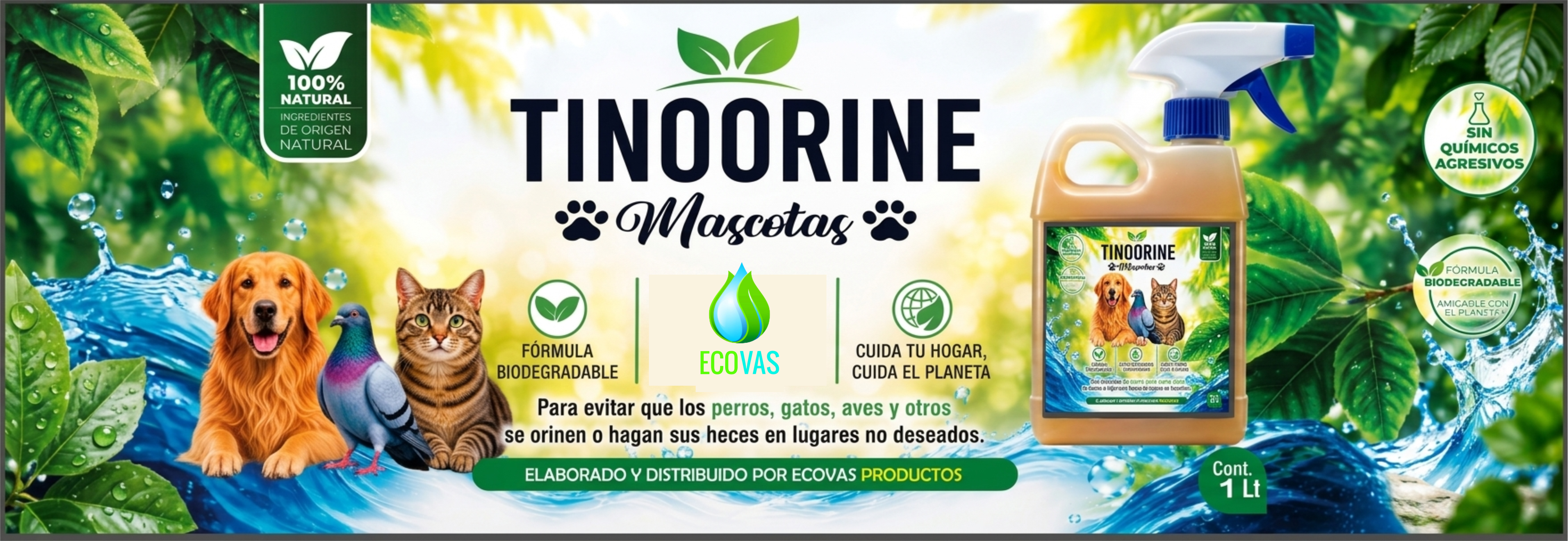 Tinoorine Mascotas 1 Lt — repelente ecológico biodegradable