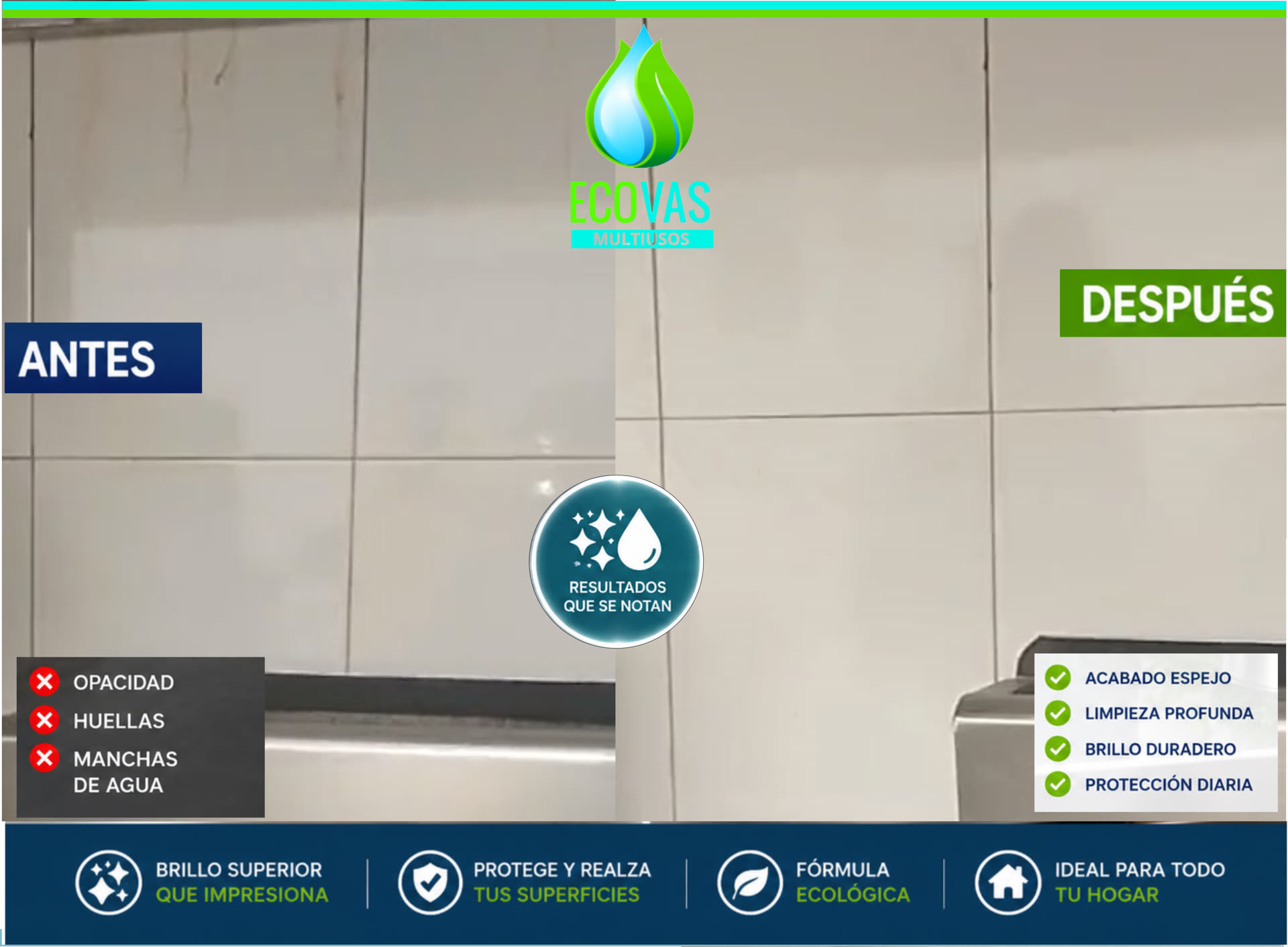 ECOVAS Multiusos antes y después en baños