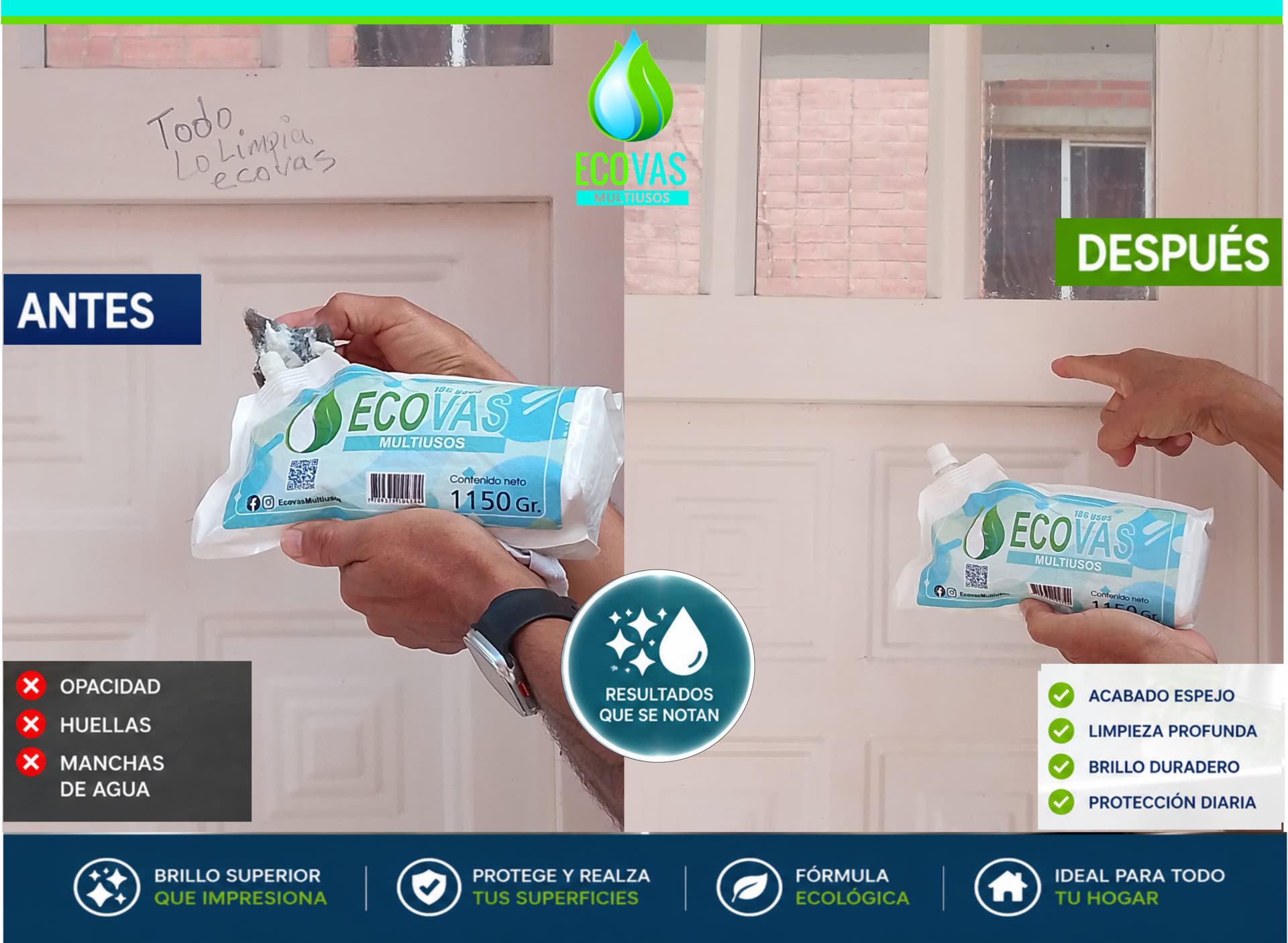 ECOVAS Multiusos antes y después en puertas