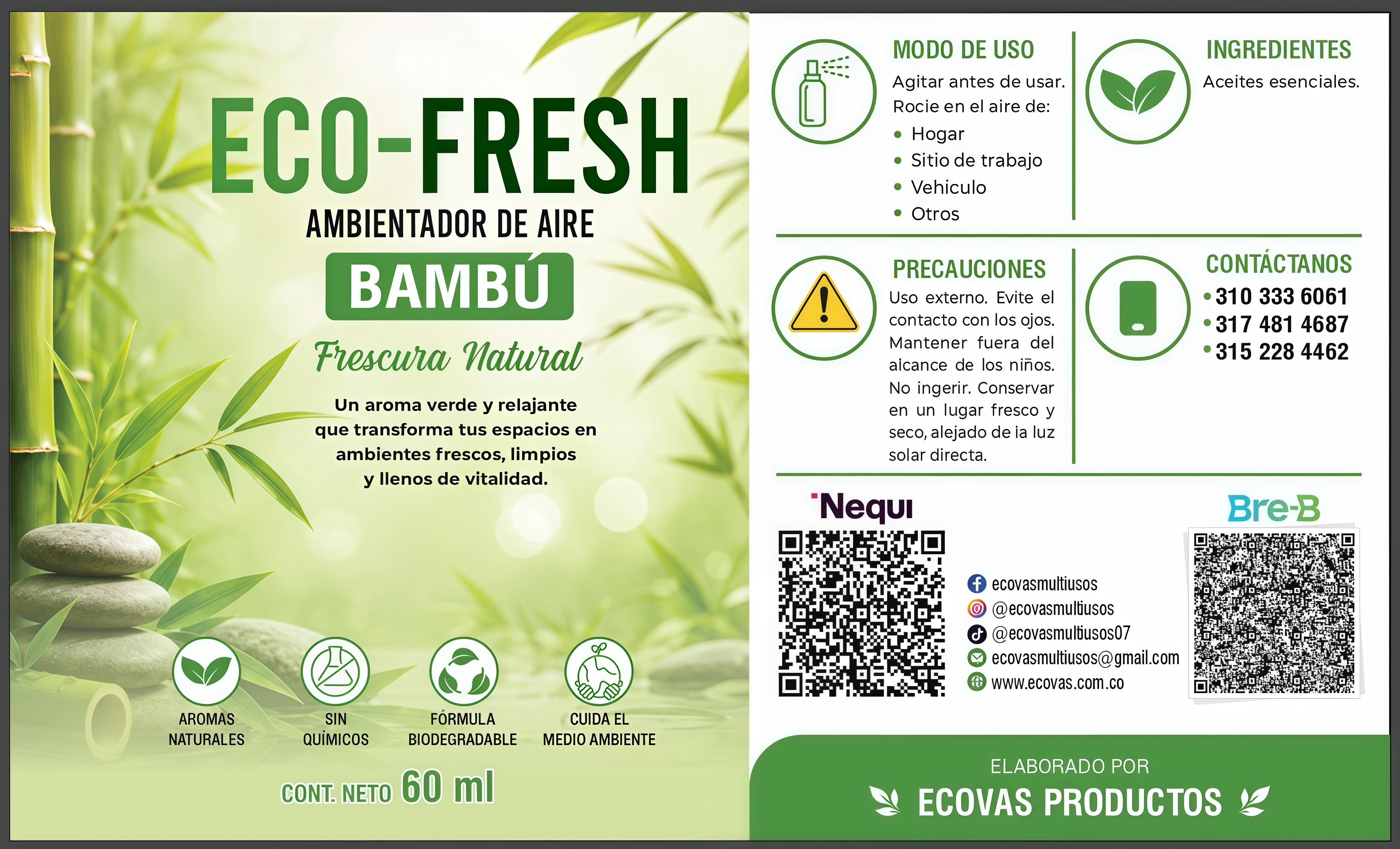 EcoFresh Bambú 60 ml — Frescura Natural