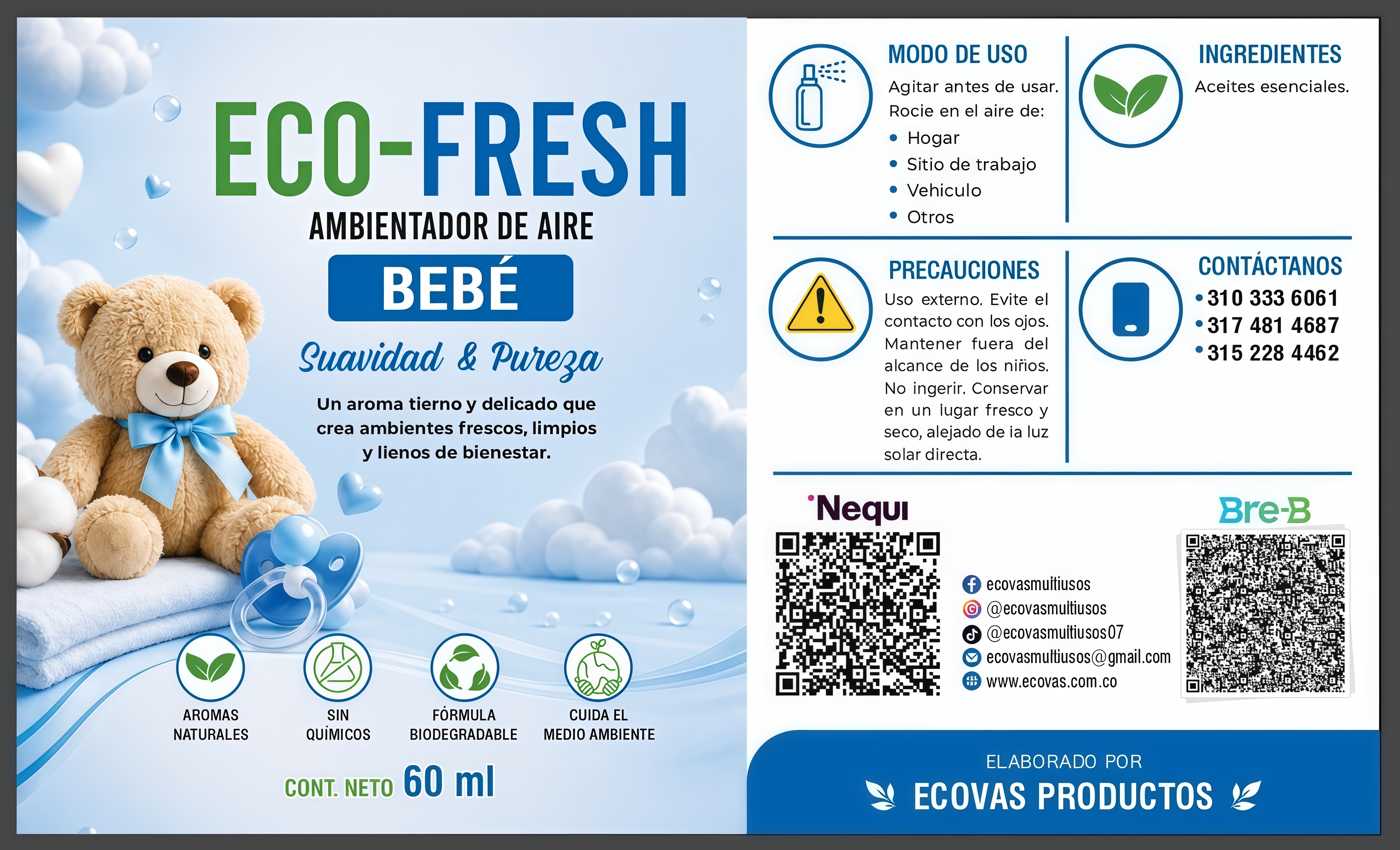 EcoFresh Bebé 60 ml — Suavidad y Pureza