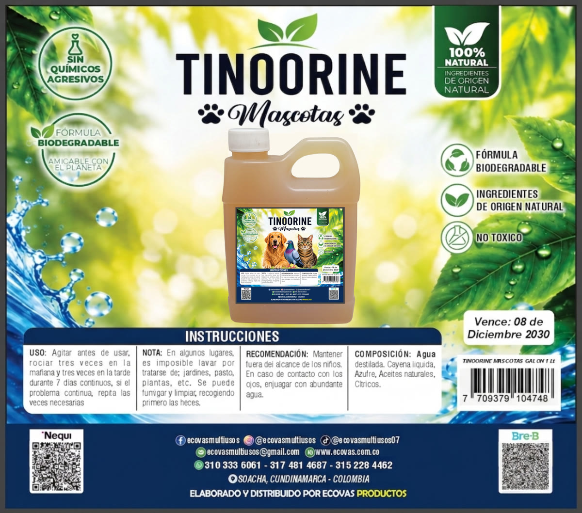 Tinoorine Mascotas 1 Lt — Modo de uso